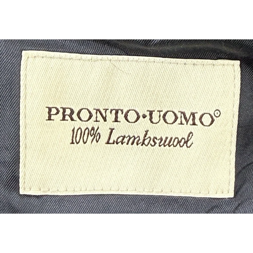 Pronto Uomo Mens 100% Lambswool Sport Coat Blazer Gray Suit Jacket 3 Button 48XL